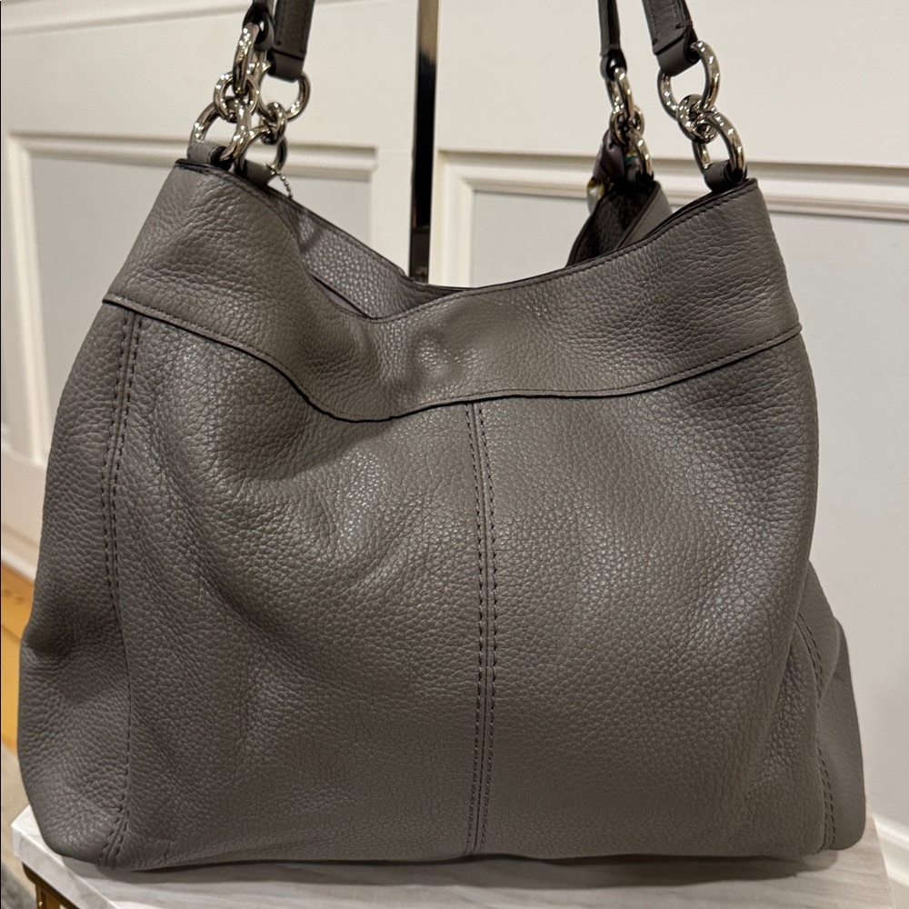 Coach Bag Lexy Gray Leather Shoulder Bag - Picture 8 of 17